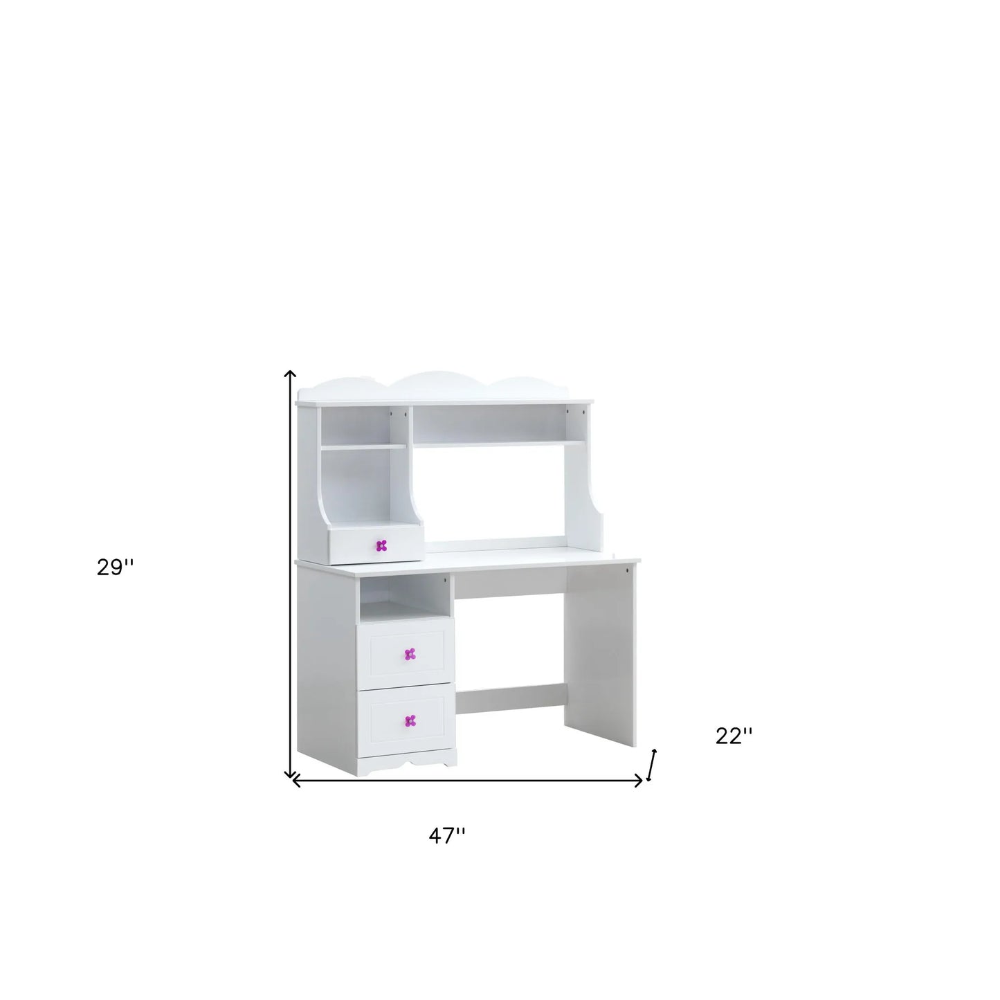 HMS 47" White Wooden Desk with Two Drawers - Loft&Timber