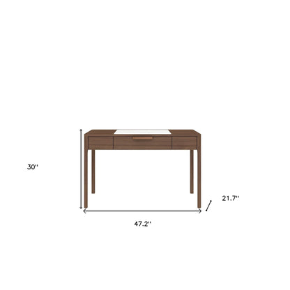 HMS 47" White and Brown Marble Wood Computer Desk - Loft&Timber