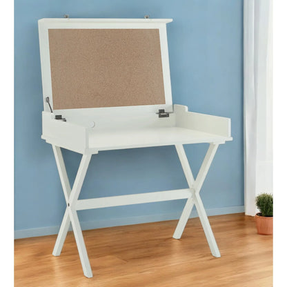 HMS 34" Antiqued White Solid Wood Flip Top Desk - Loft&Timber