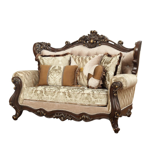 HMS 70" Beige and Brown Chesterfield Loveseat - Loft&Timber