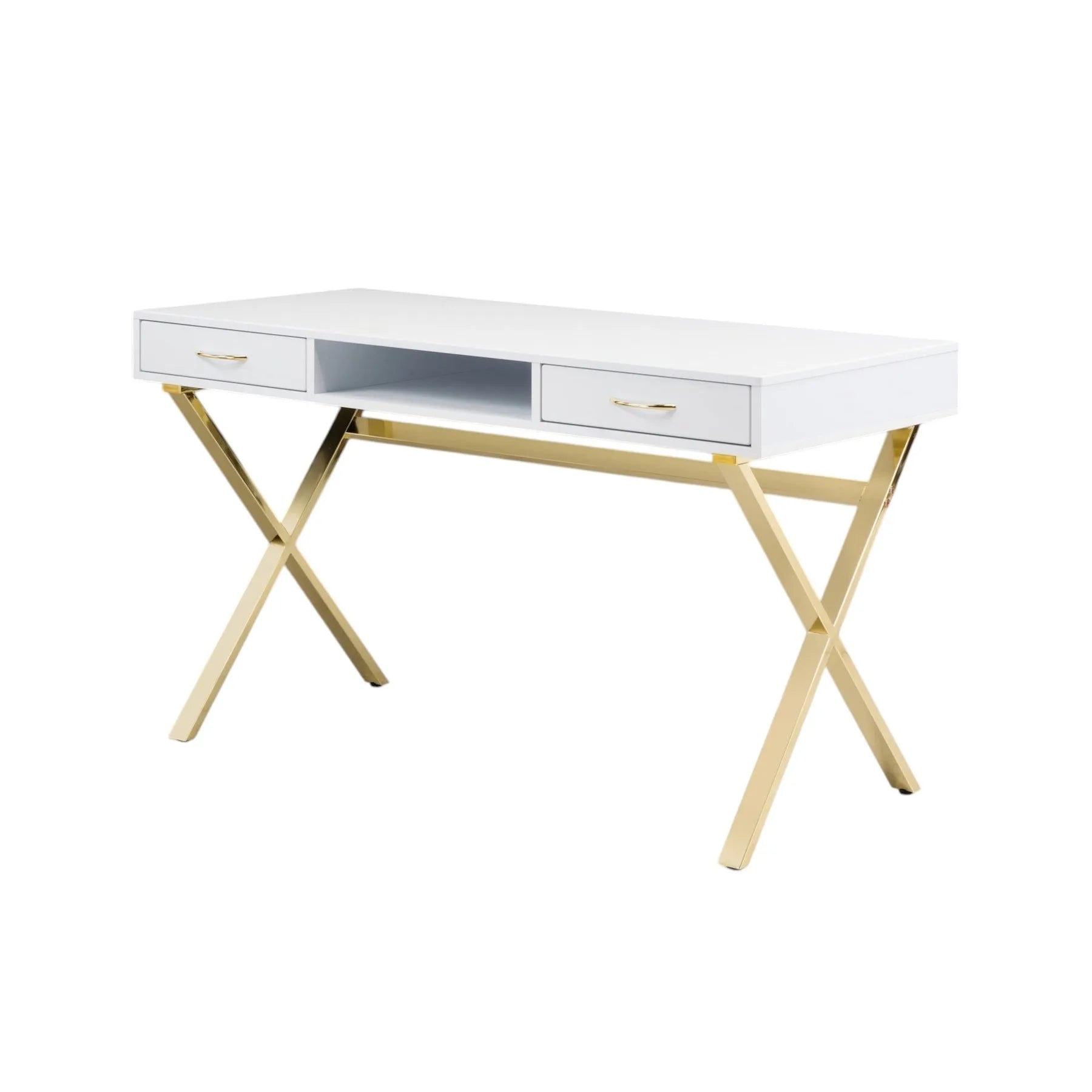 HMS 47" Foldable White and Gold Computer Desk - Loft&Timber