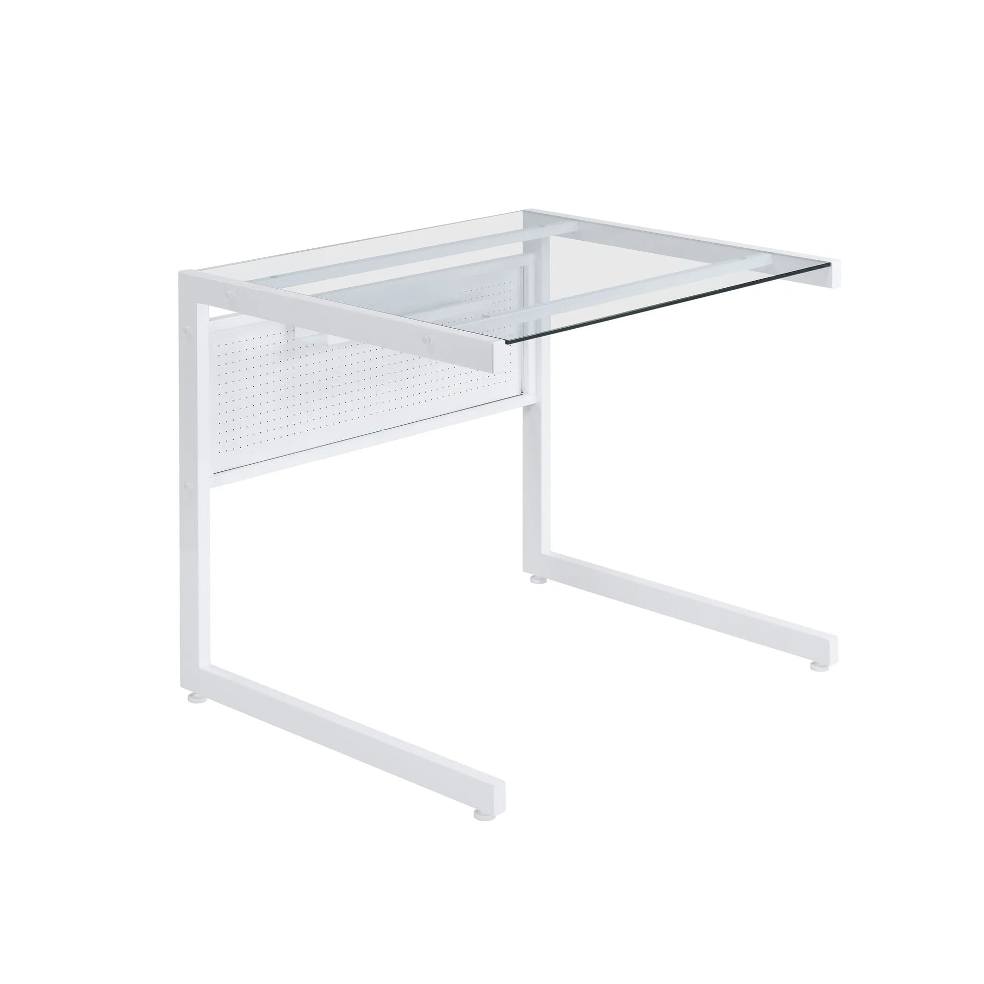 HMS 33" Clear and White Glass Computer Desk - Loft&Timber