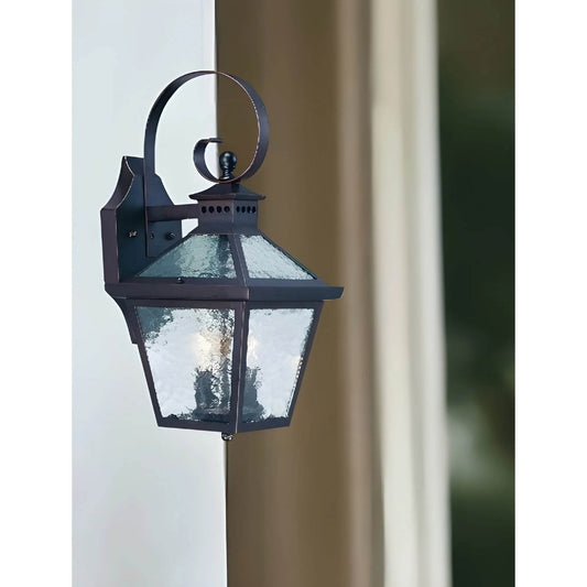 HMS XL Two Antique Bronze Black Hammered Glass Wall Light - Loft&Timber