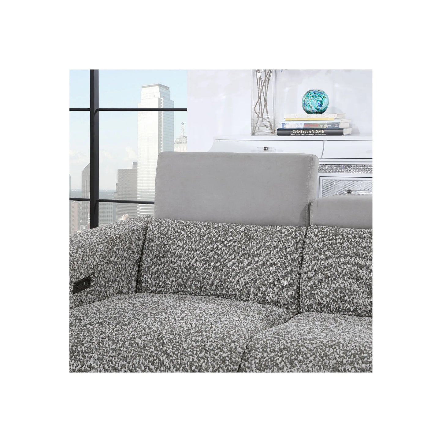 HMS 63" Dark Gray Silver Power Reclining Loveseat - Loft&Timber