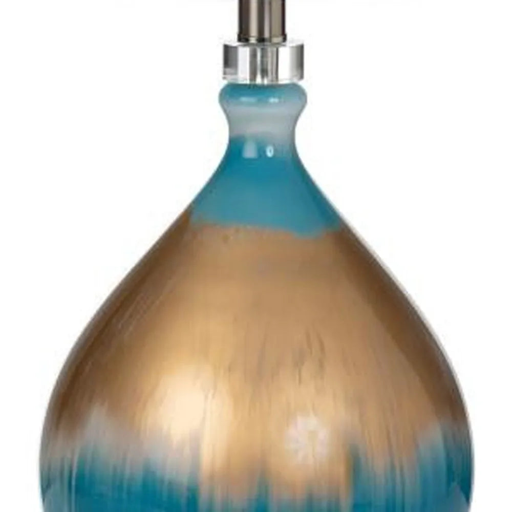 HMS Set of Two 27" Ombre Blue and Gold Glass Table Lamps with White Empire Shade - Loft&Timber