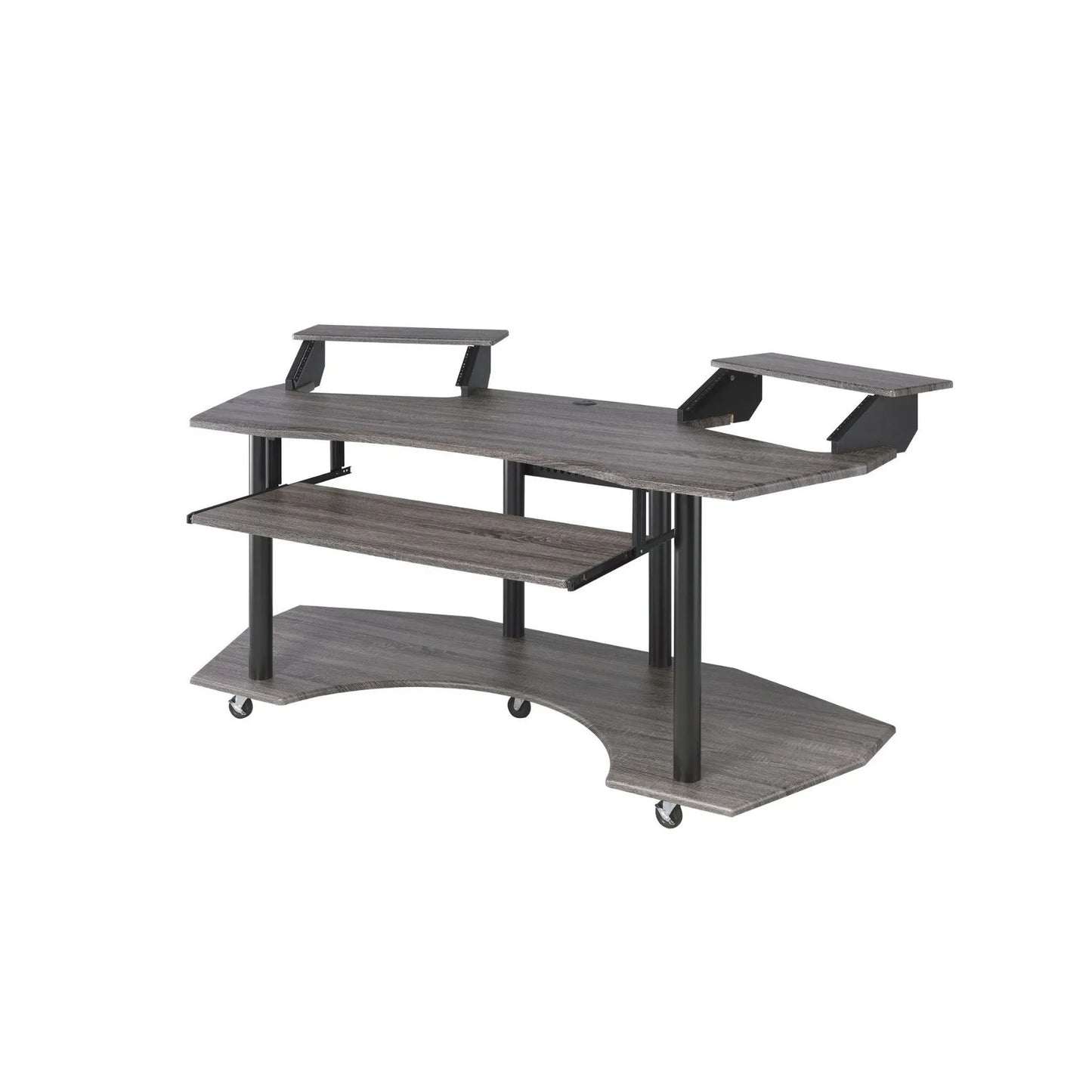 71" dark gray and black computer desk - Loft&Timber