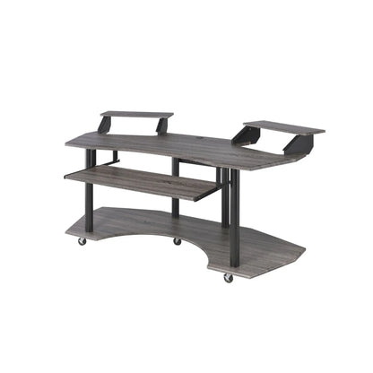 71" dark gray and black computer desk - Loft&Timber