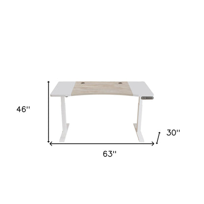 HMS 63" Adjustable Brown White Standing Desk - Loft&Timber