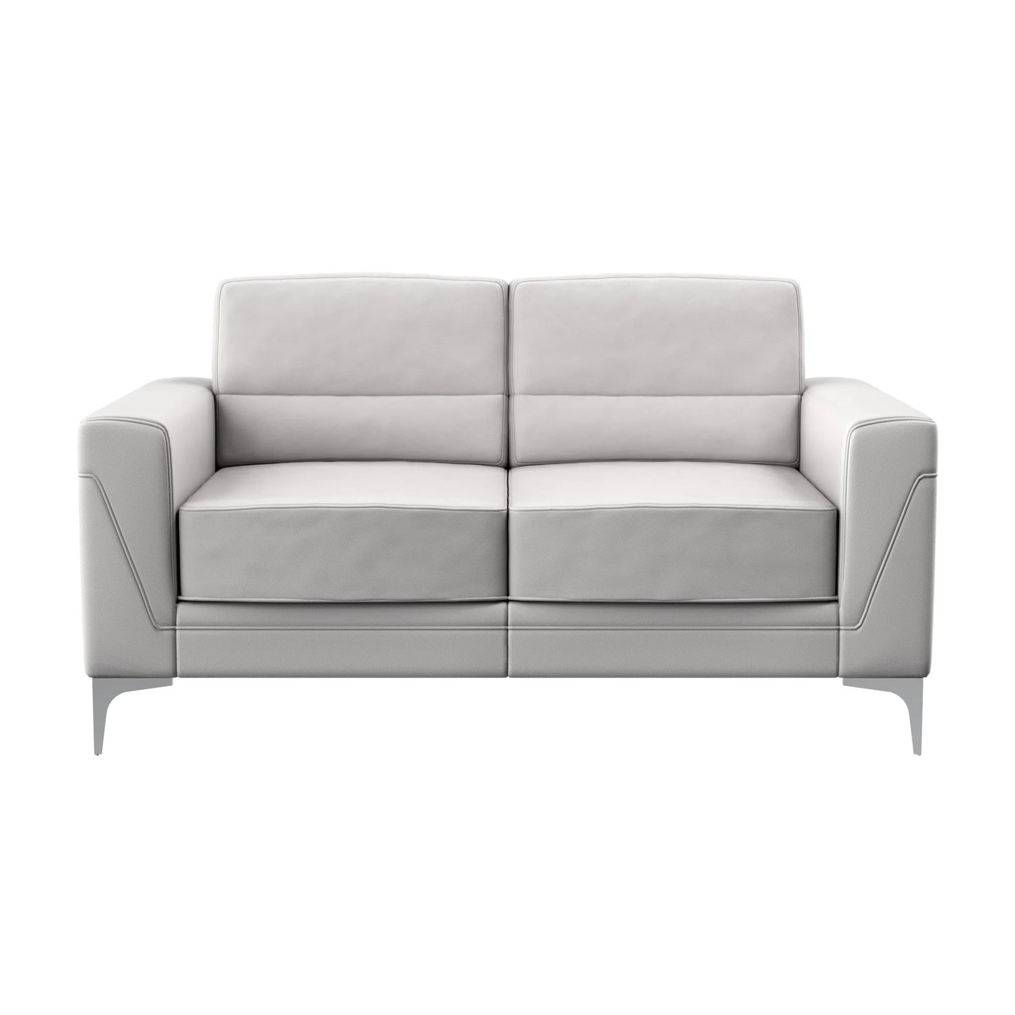 HMS 63" Light Gray Silver Faux Leather Loveseat - Loft&Timber