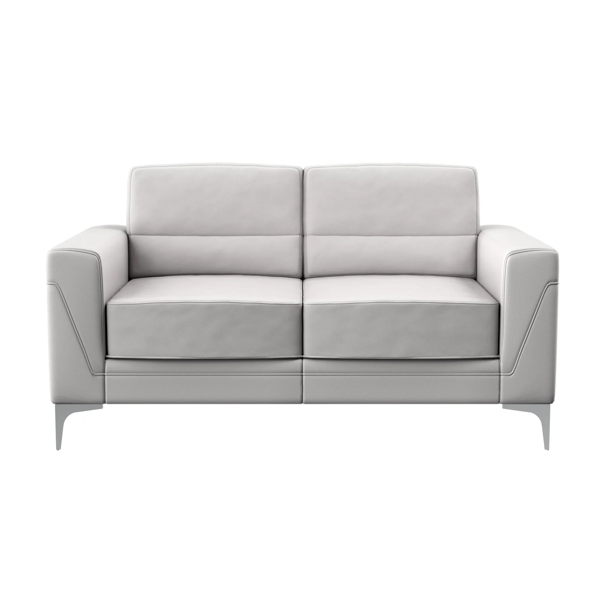 HMS 63" Light Gray Silver Faux Leather Loveseat - Loft&Timber