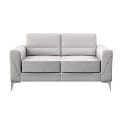 HMS 63" Light Gray Silver Faux Leather Loveseat - Loft&Timber
