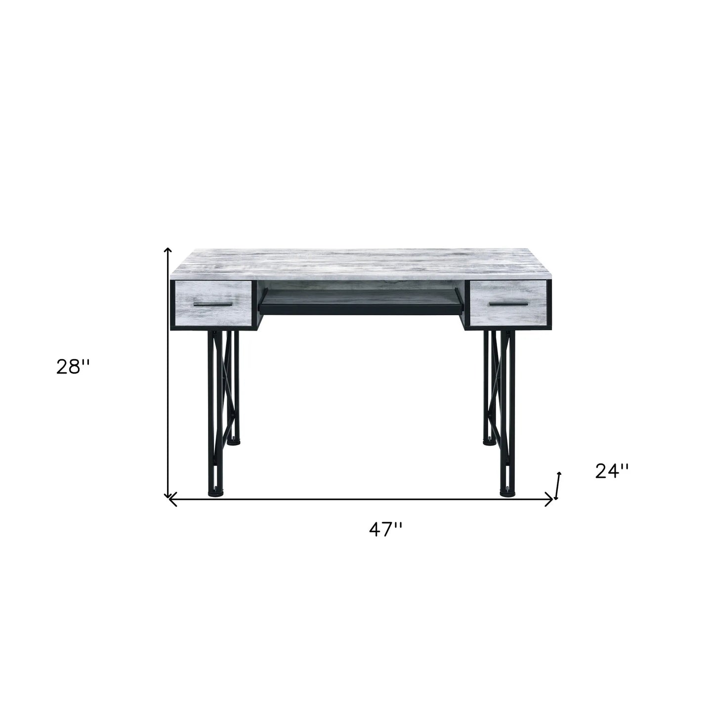 HMS 47" Antiqued White and Black PC Desk - Loft&Timber