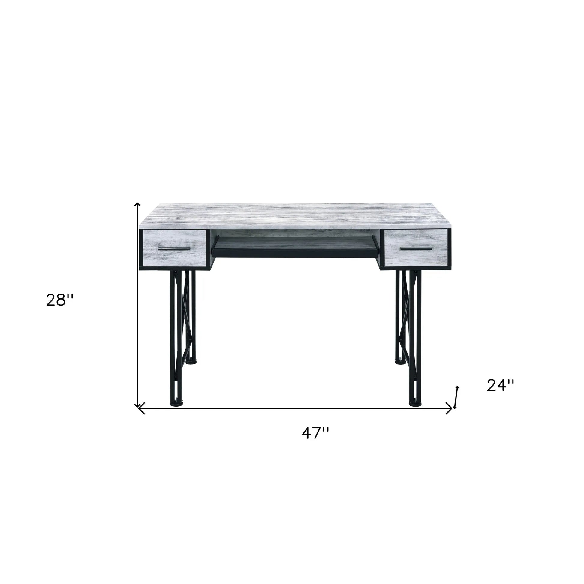 HMS 47" Antiqued White and Black PC Desk - Loft&Timber