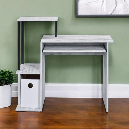 HMS 37" Antiqued White Computer Desk with Shelf Drawers - Loft&Timber