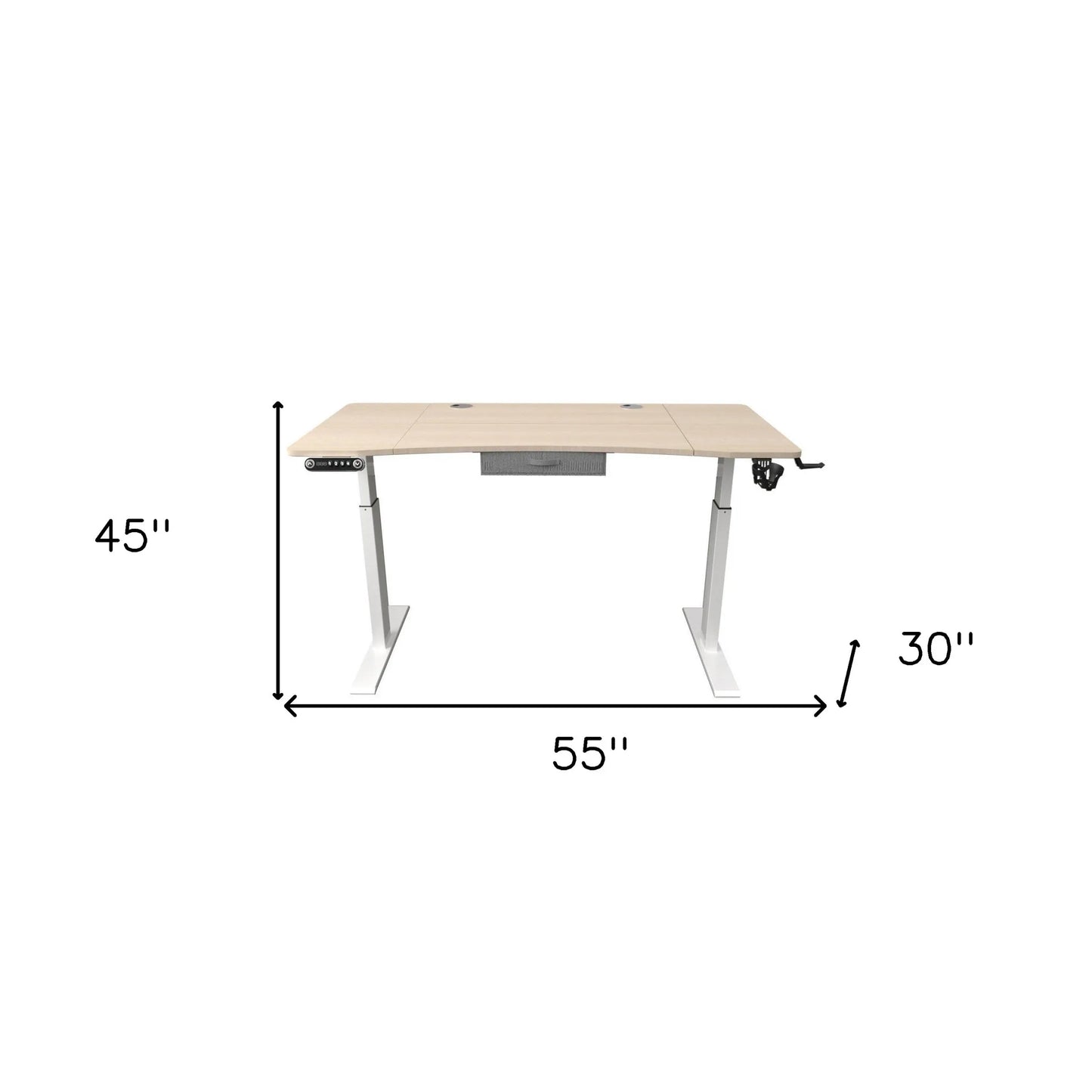 HMS 55" Adjustable Oak and White Modern Standing Desk - Loft&Timber