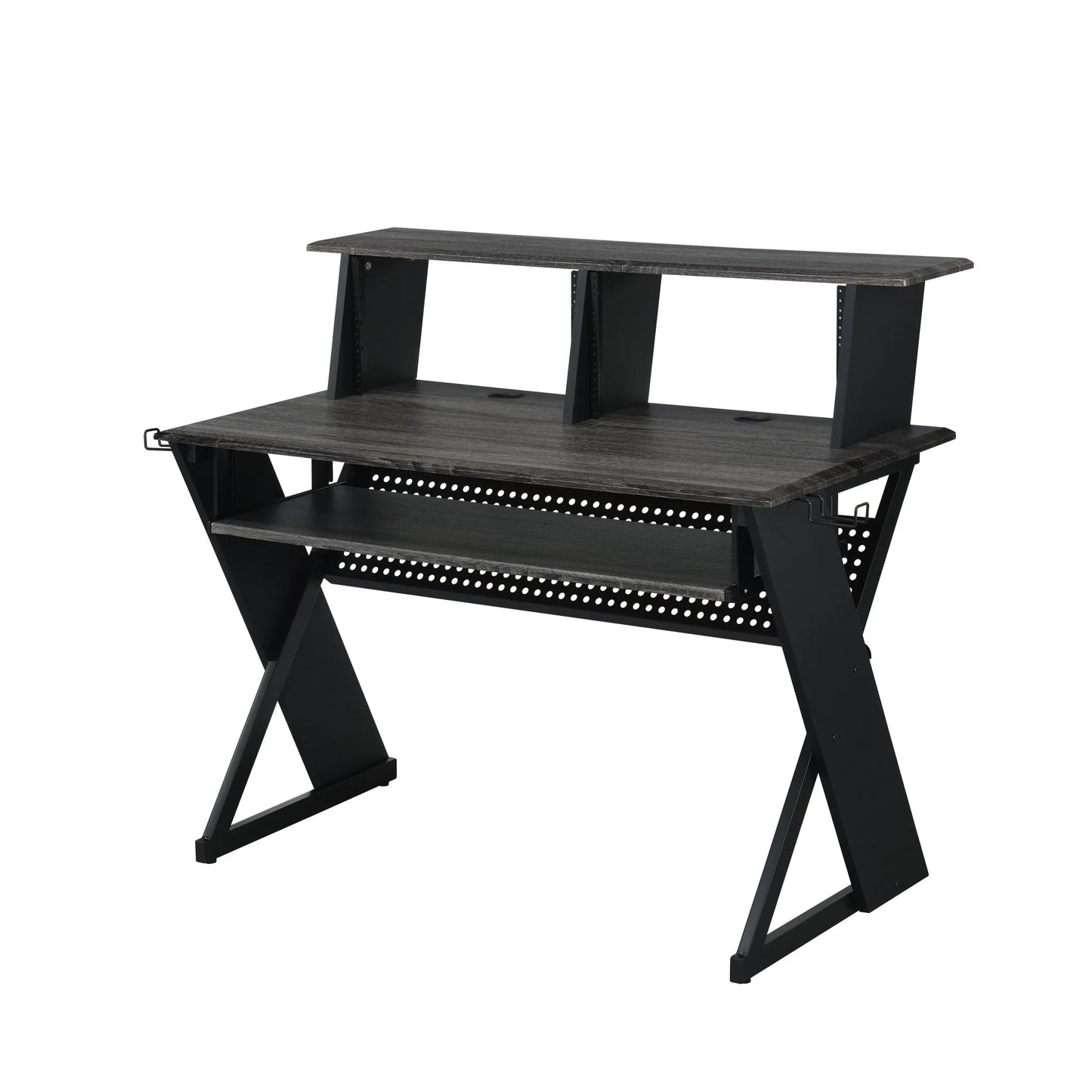 HMS 47" Modern Black Wood and Metal Computer Desk - Loft&Timber