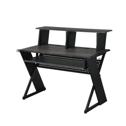 HMS 47" Modern Black Wood and Metal Computer Desk - Loft&Timber