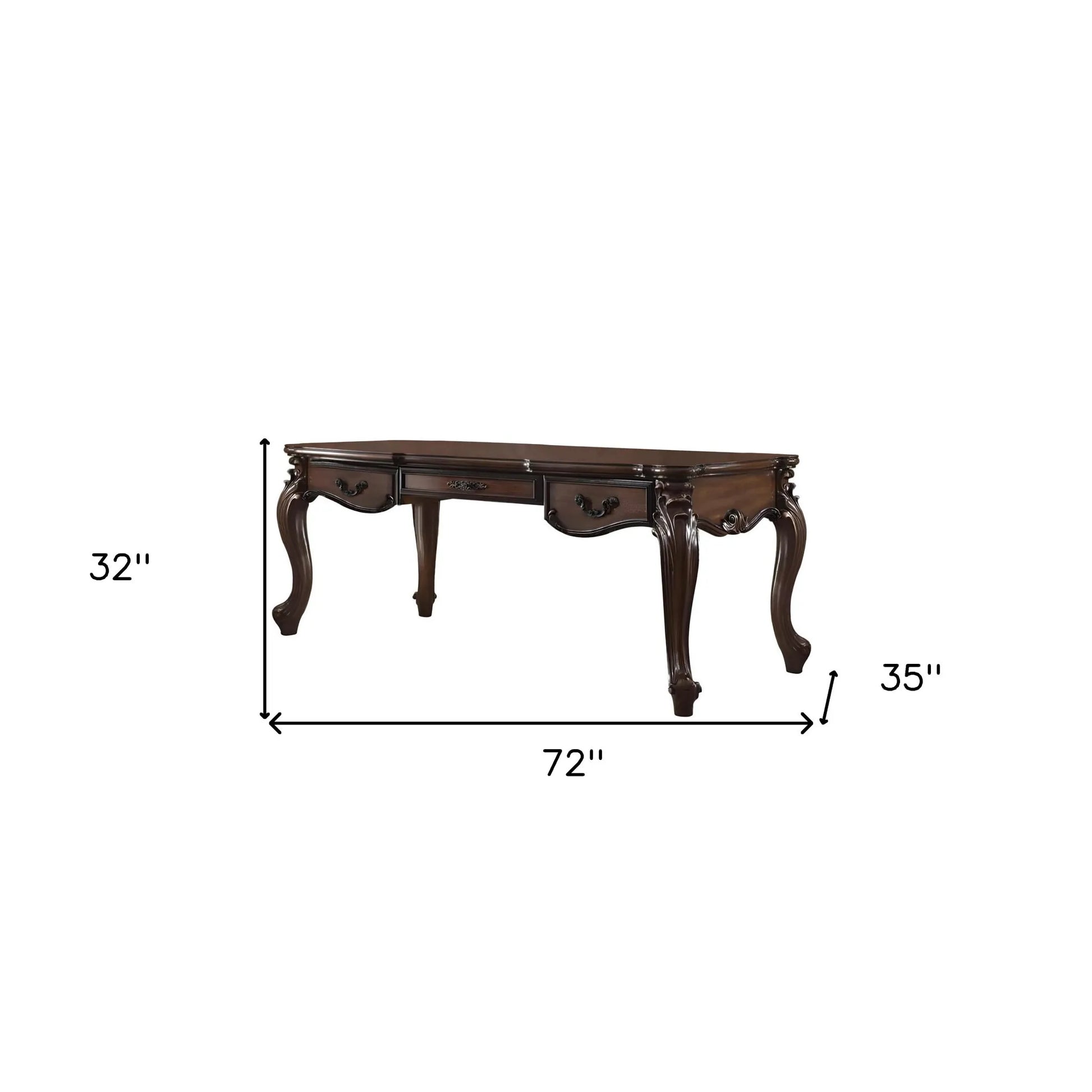 HMS 72" Traditional Executive Desk in Dark Brown Wood Sit-Stand Desk with Three Drawers - Loft&Timber