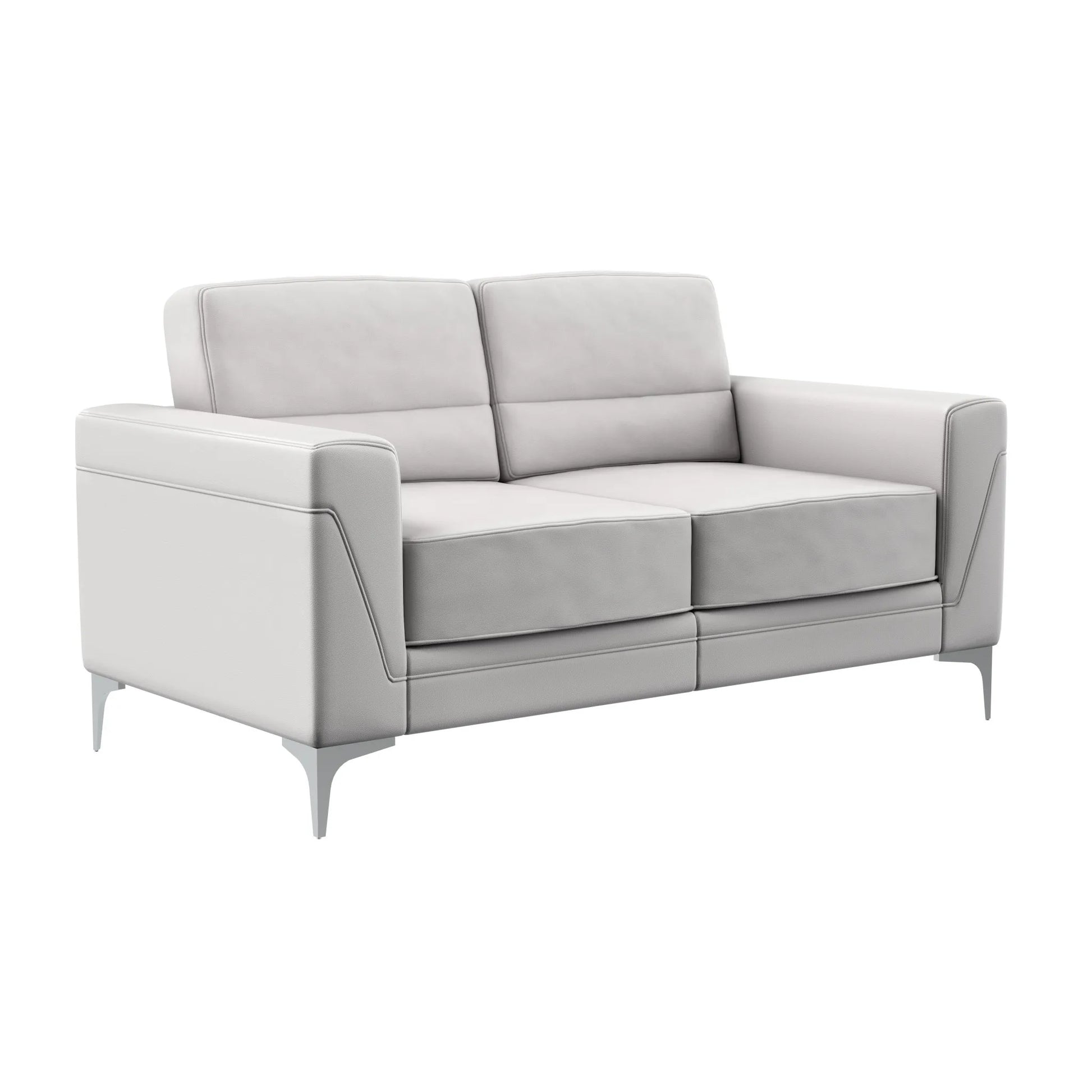 HMS 63" Light Gray Silver Faux Leather Loveseat - Loft&Timber