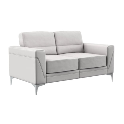 HMS 63" Light Gray Silver Faux Leather Loveseat - Loft&Timber