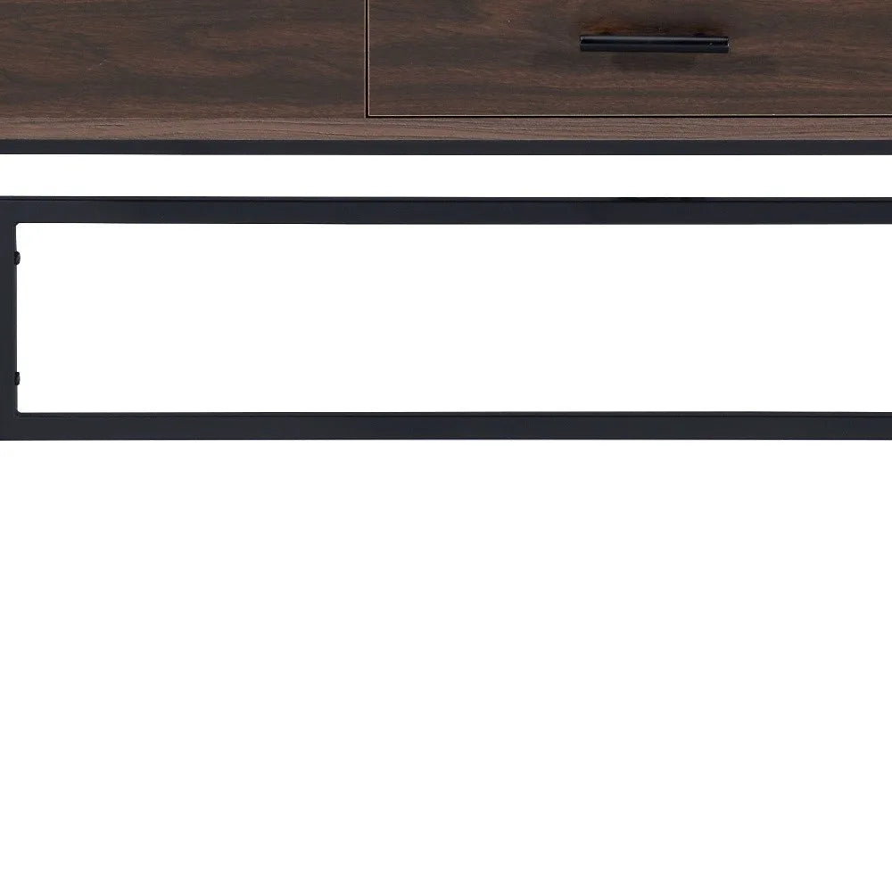 HMS 42" Solid Wood Writing Desk Brown and Black - Loft&Timber