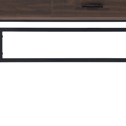 HMS 42" Solid Wood Writing Desk Brown and Black - Loft&Timber