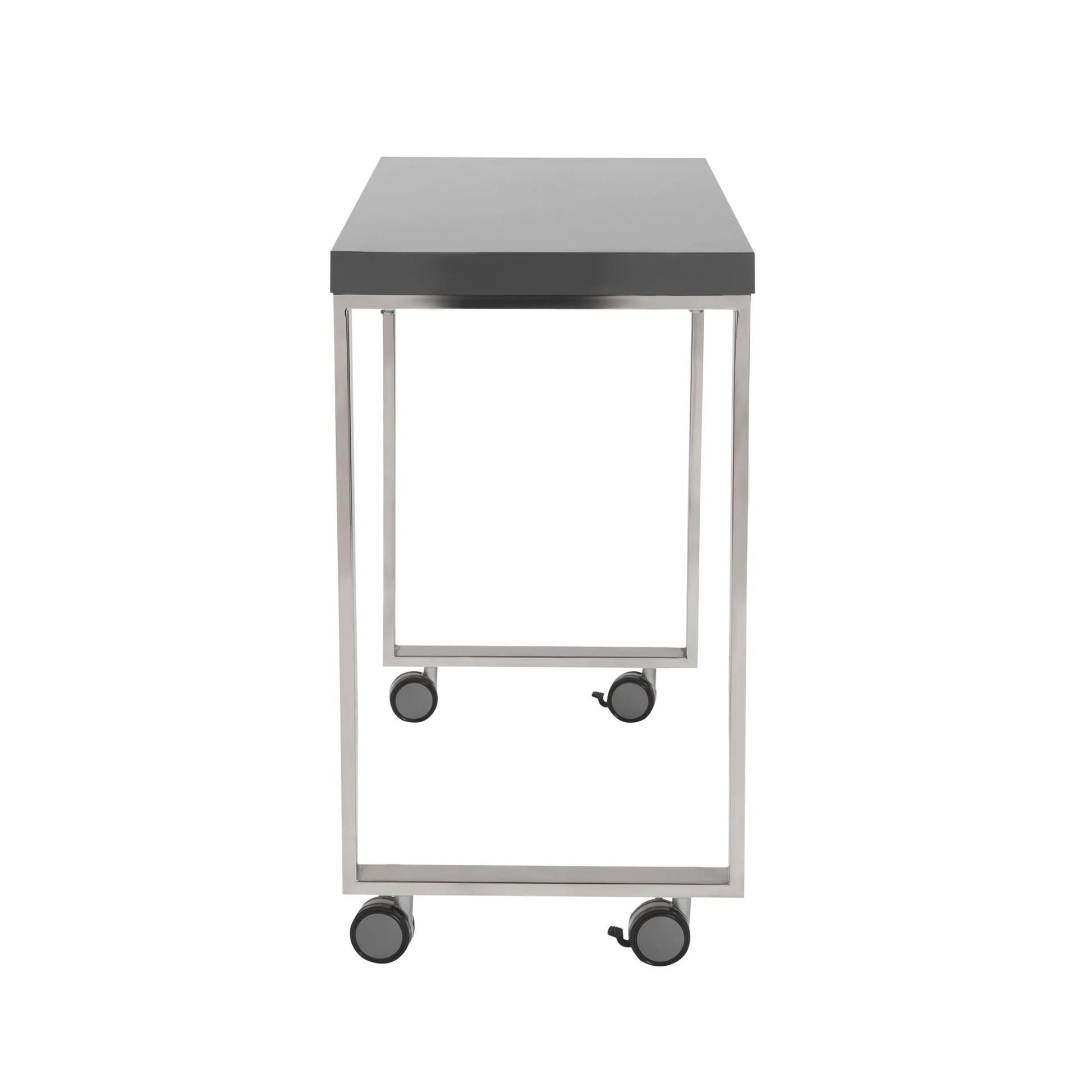 HMS 39" Gray and Silver Wood and Stainless Steel Rolling Sled Writing Desk - Loft&Timber