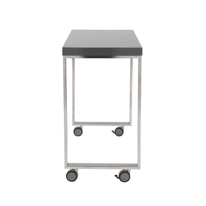 HMS 39" Gray and Silver Wood and Stainless Steel Rolling Sled Writing Desk - Loft&Timber