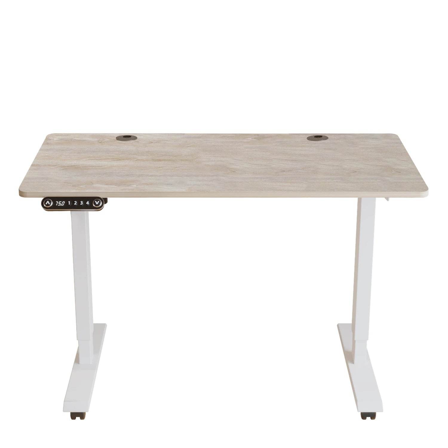 HMS Adjustable Rolling Computer Desk in Khaki and White Wood - Loft&Timber