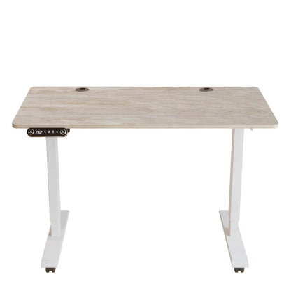 HMS Adjustable Rolling Computer Desk in Khaki and White Wood - Loft&Timber