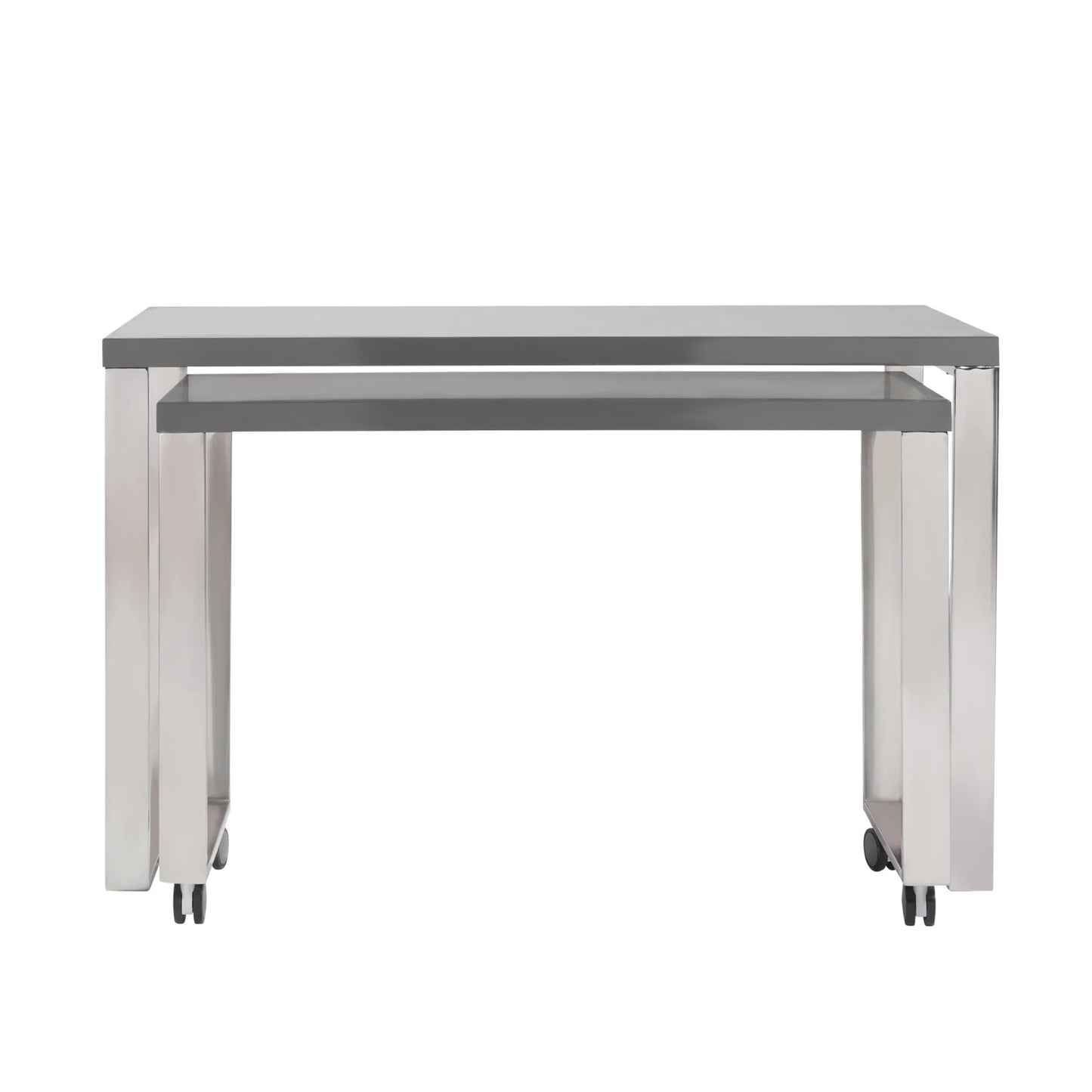 HMS 47" Gray and Silver Wood and Stainless Steel Sled Computer Desk - Loft&Timber