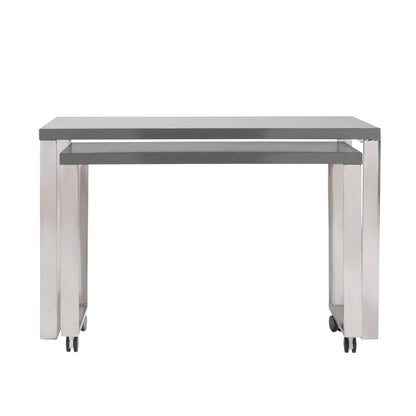 HMS 47" Gray and Silver Wood and Stainless Steel Sled Computer Desk - Loft&Timber