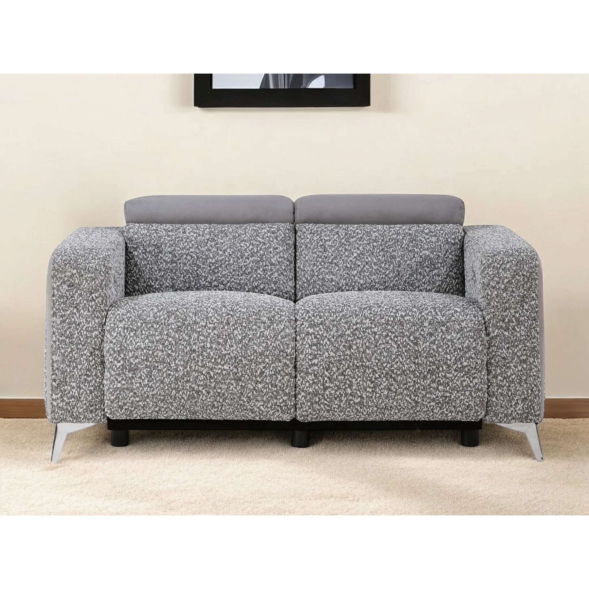 HMS 63" Dark Gray Silver Power Reclining Loveseat - Loft&Timber