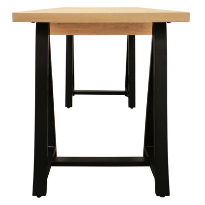 HMS 60" Executive Trestle Desk in Natural and Black Solid Wood with Metal Finish - Loft&Timber