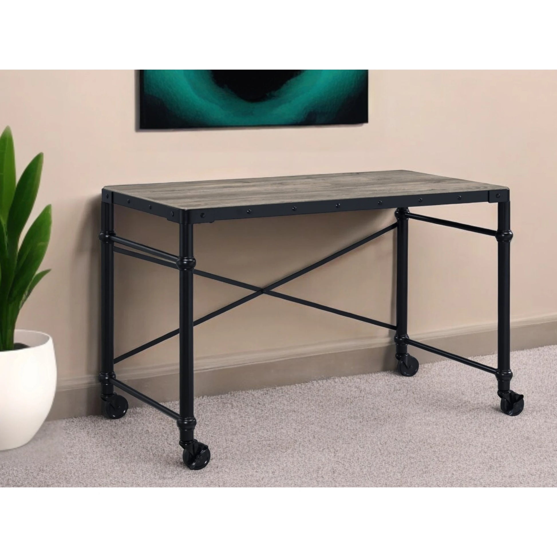 HMS 47" Brown and Black Desk - Loft&Timber