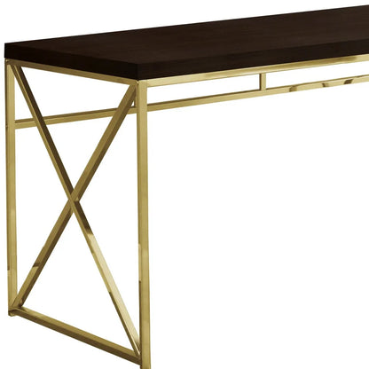 HMS 47" Espresso and Gold Computer Desk - Loft&Timber