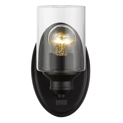 Hms One Light Matte Black Wall Light with Clear Glass Shade - Loft&Timber