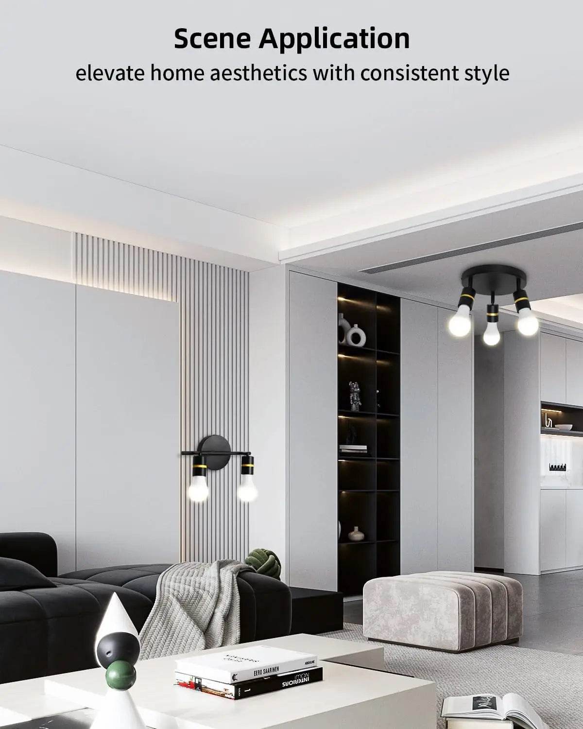 Hot Sale 3-Light Minimalist Wall Lamps Black and Gold LED Track Lighting - Loft&Timber