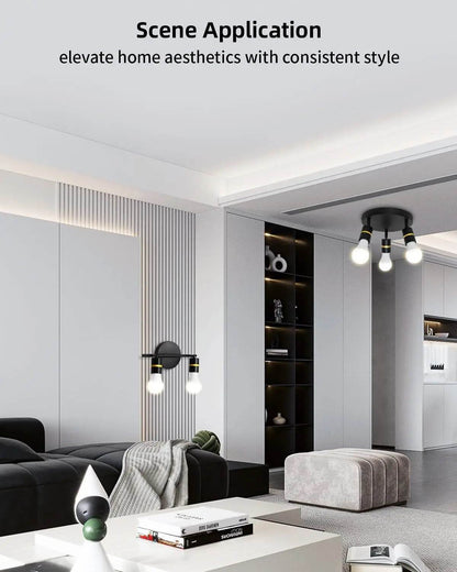 Hot Sale 3-Light Minimalist Wall Lamps Black and Gold LED Track Lighting - Loft&Timber