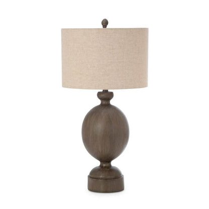 HMS Set Two 30" Brown Geometric Table Lamps Beige Drum Shade Classic-Style Minimalist Ambient Lights for Bedrooms Offices - Loft&Timber