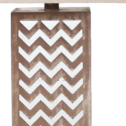 HMS 28" Distressed Natural and Silver Meta Lamp with Beige Cone Shade - Loft&Timber