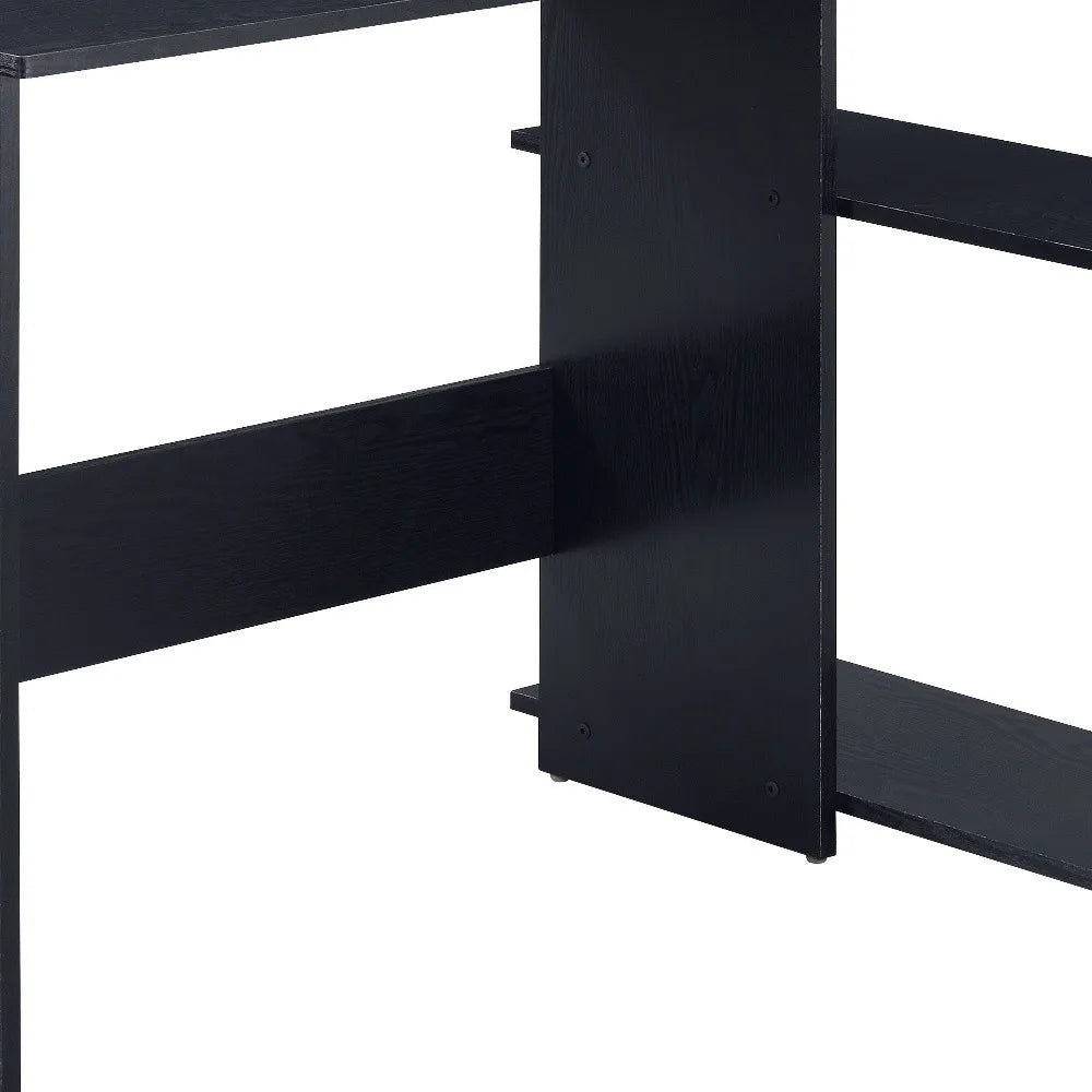 HMS 39" Black L-Shaped Wooden Desk - Loft&Timber