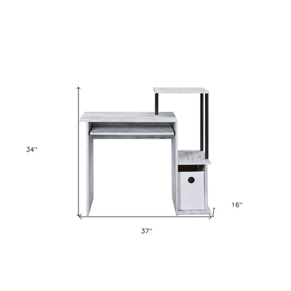 HMS 37" Antiqued White Computer Desk with Shelf Drawers - Loft&Timber