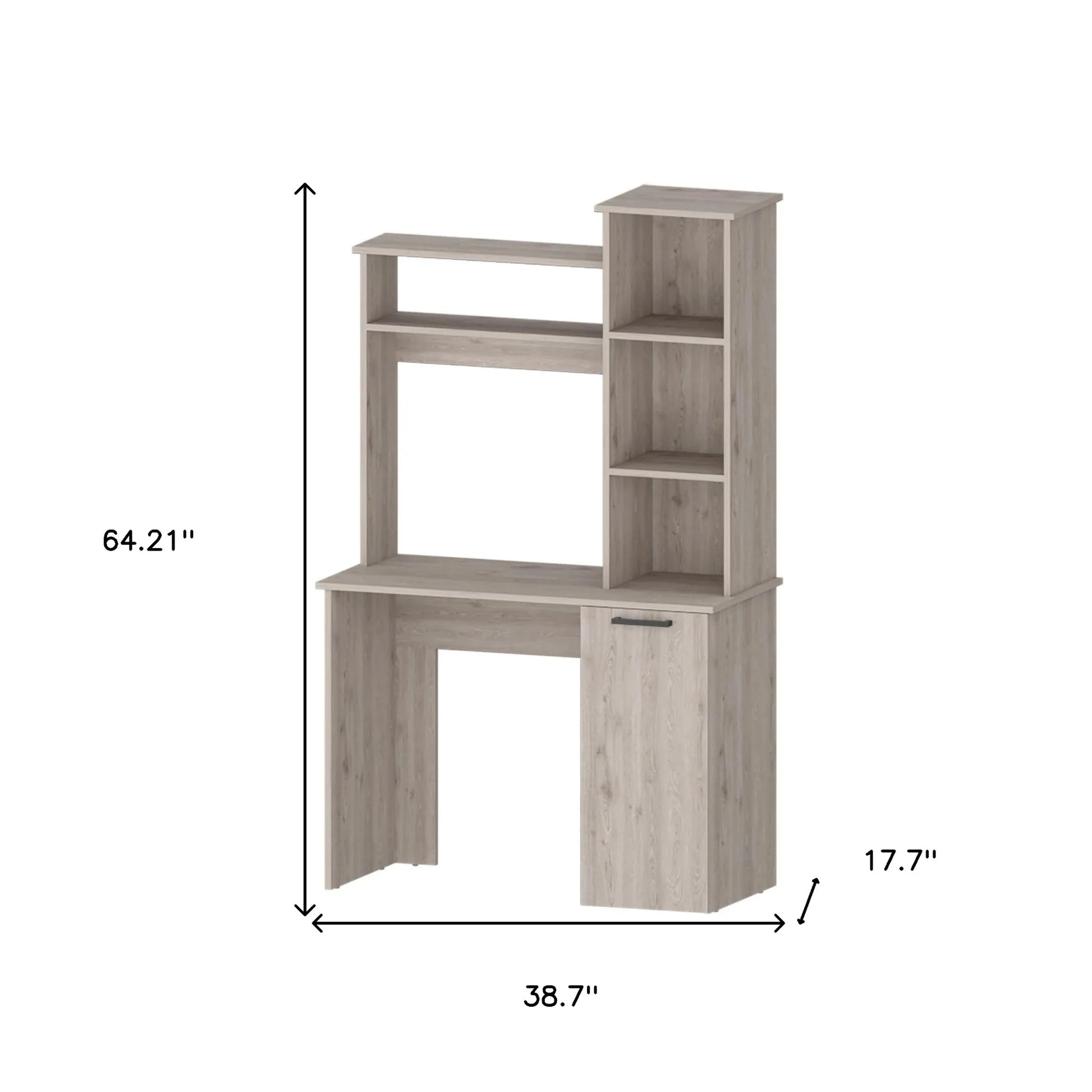 HMS 39" Gray Solid Wood Computer Desk with Hutch - Loft&Timber