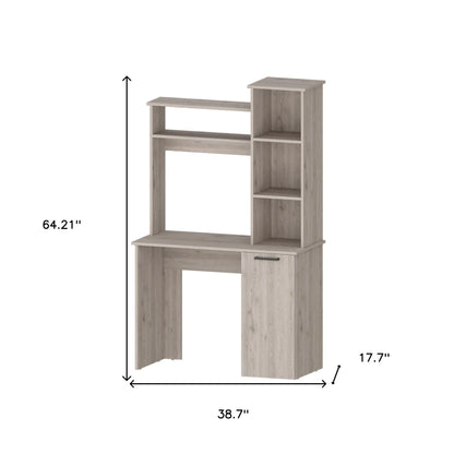 HMS 39" Gray Solid Wood Computer Desk with Hutch - Loft&Timber