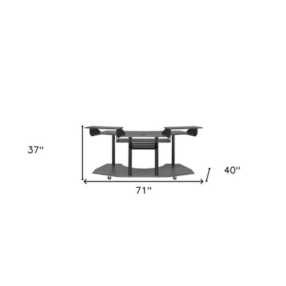 71" dark gray and black computer desk - Loft&Timber