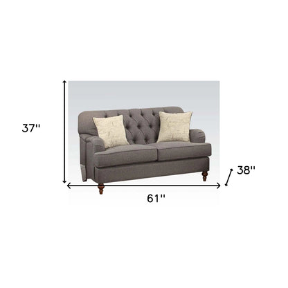 HMS 61" Sectional Sofa Dark Gray and Brown Loveseat Toss Pillows - Loft&Timber