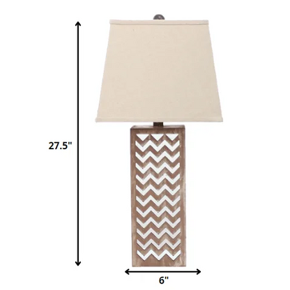 HMS 28" Distressed Natural and Silver Meta Lamp with Beige Cone Shade - Loft&Timber