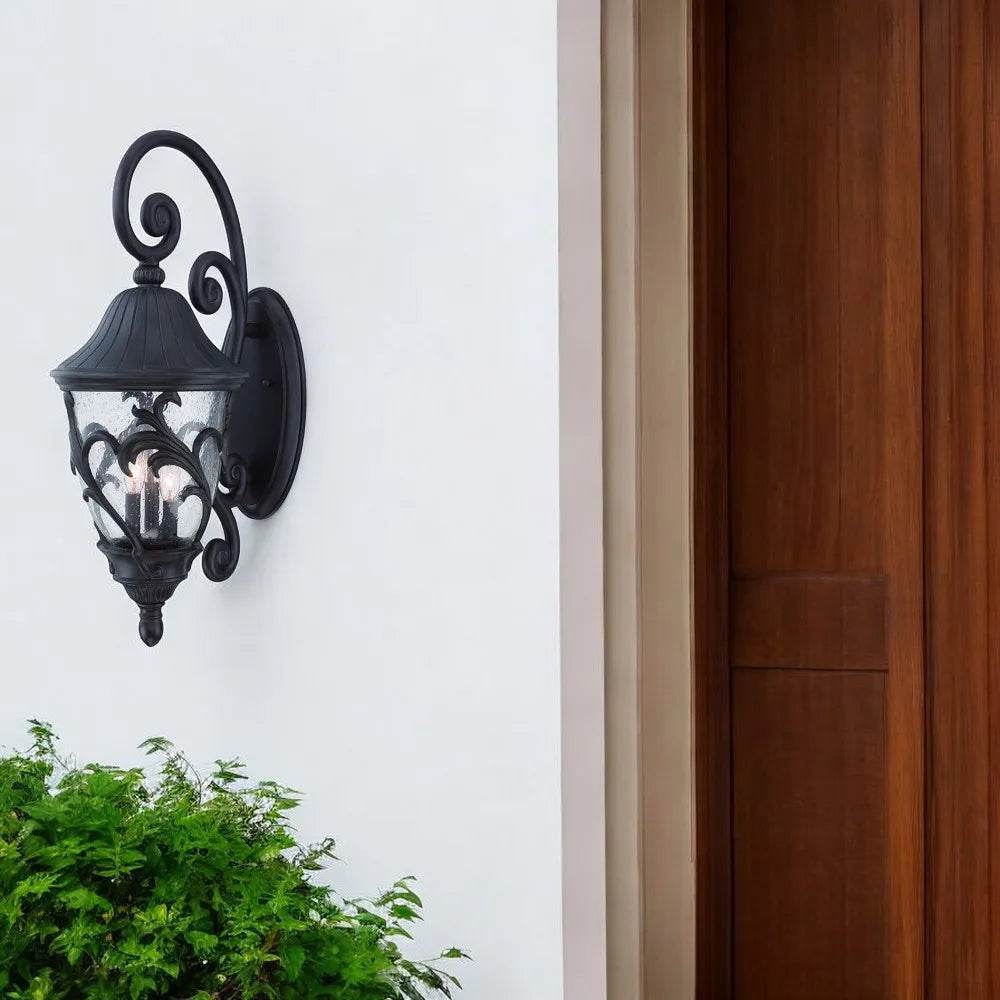 HMS Modern Three-Light Matte Black Wall Sconces Leaf Detail - Loft&Timber