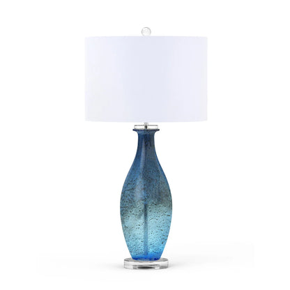 Set of Two 30" Blue Crystal and Glass Table Lamps with White Drum Shades - Loft&Timber